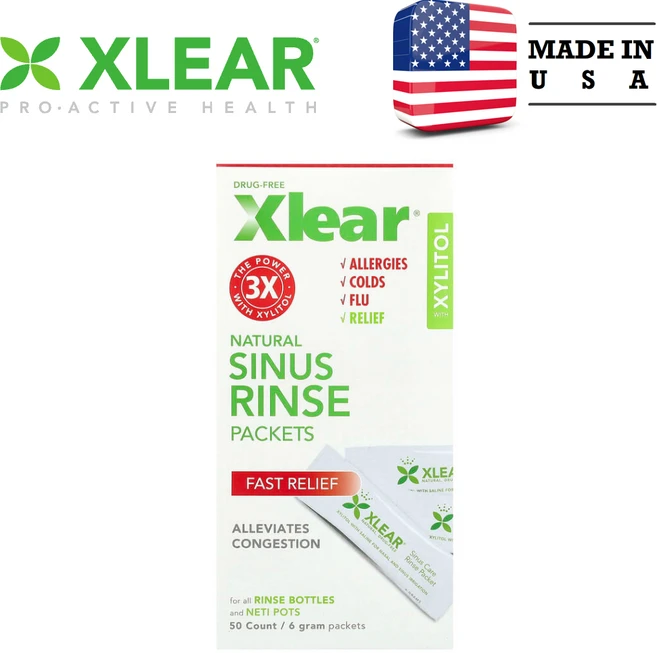 Xlear 천연 부비강 헹굼 팩 50팩 각 6g - 쿠팡