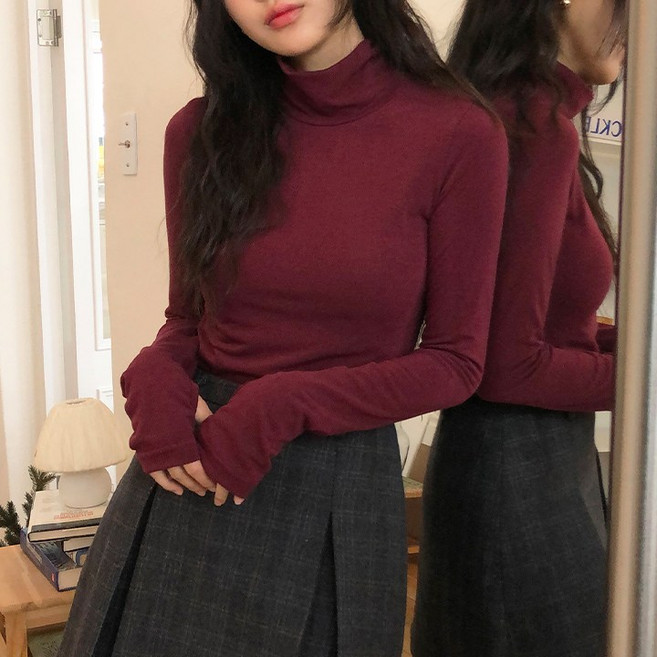 바잉몰 여성 스누인 피치 기모 워머 폴라 긴팔 티셔츠 -5color