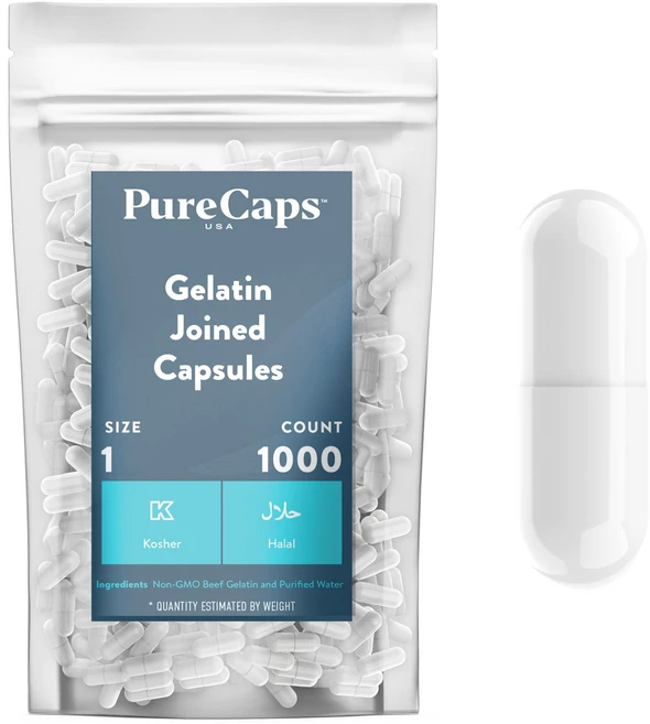 퓨어캡스USA – 빈 흰색 젤라틴 캡슐 - 빠르게 용해되고 퓨어캡스USA – 빈 흰색 젤라틴 캡슐 - 빠르게 용해되고 소화 용이 - 천연 성분으로 방부제 무첨가 - (1 000개, 1개, 62g - 쿠팡