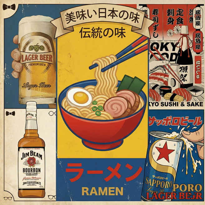 빈티지 레트로 일본 술집 벽 포차 옛날 인테리어 포스터 총30종/3종세트, a3크라프트(빈티지브라운)