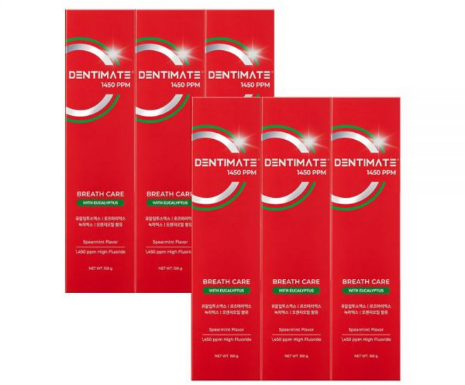 덴티메이트 뉴 1450 고불소 유칼리 구취 입냄새 제거 치약 150g 대용량 3+3입, 1개