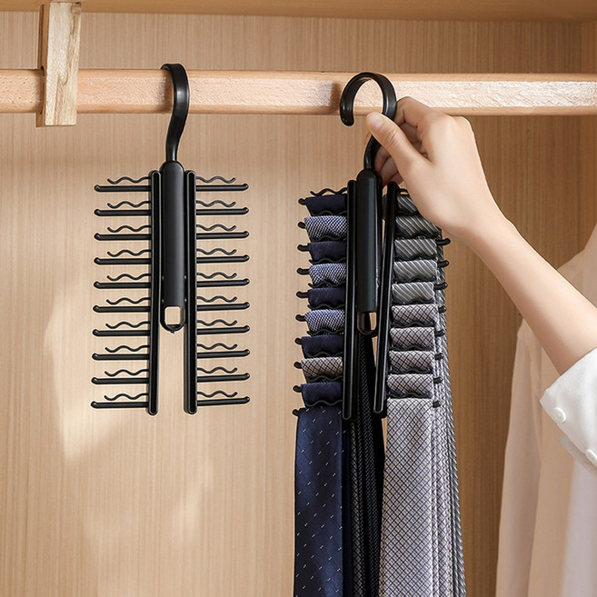 무타공마켓 칼각정리 20구 넥타이걸이 다용도 벨트 스카프 걸이, 블랙, 1개