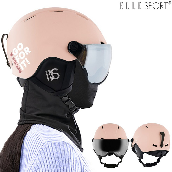 엘르 머스트 바이저 헬멧 MUST 아시안핏 고글일체형 초경량 아동 주니어 성인 대두용 스키 스노우보드, 인디핑크, 1개
