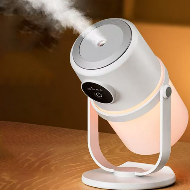 휴대용 초음파 가습기 저소음 무드등 다각도 조절 가정용 차량용 사무실가습기, 흰색