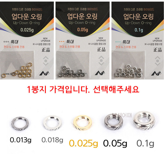 [낚시어때] 나노피싱 업다운오링 / 나사선있는 부력조절 금속링, 0.025g (업다운오링)