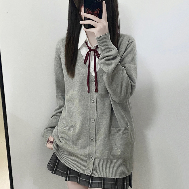 휘잇 학생 교복 간절기 오리지널 스웨터 가디건