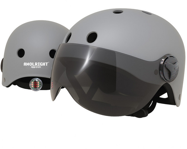 애몰라이트 고글 전기자전거 헬멧 AMH 02 G 전동 킥보드헬멧 자전거 헬멧 후미등, 파스텔 그레이, 1개