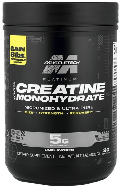 MuscleTech 에센셜 시리즈 플래티넘 100% 크레아틴 무맛 400g(14.11oz), 4개, 400g - 쿠팡