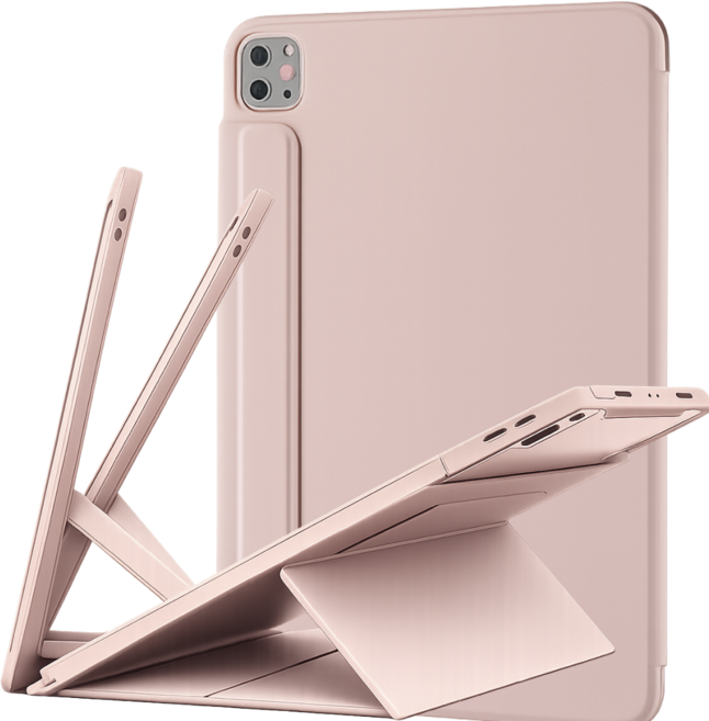 모키보 프리앵글 각도조절이 되는 아이패드 케이스 세로 거치대 커버 에어 미니 프로 호환 펜슬수납 마그네틱 - 플렉스, 인디핑크, 1개