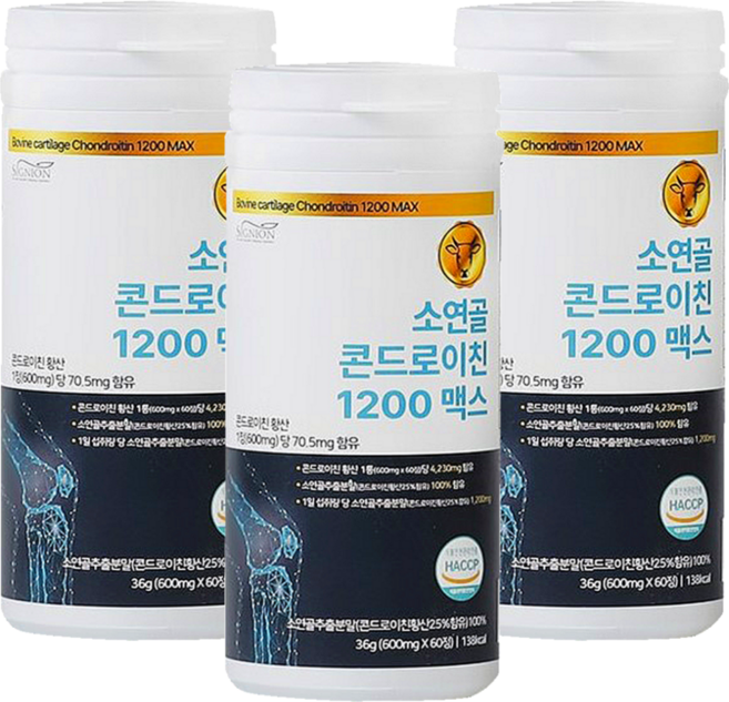 소연골 100% 콘드로이친 1200 맥스 해썹 식품안전관리인증, 60정, 3개