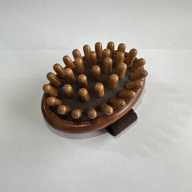 手持金絲檀木經絡按摩刷揉腹刷腿氣墊刷全身通用疏通檀木經絡刷子, 【竹齒款】檀木經絡刷:無規格, 1個