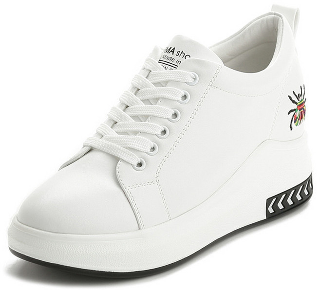 지디오 여성 가죽 키높이 운동화 7CM 통굽 하이탑 스니커즈