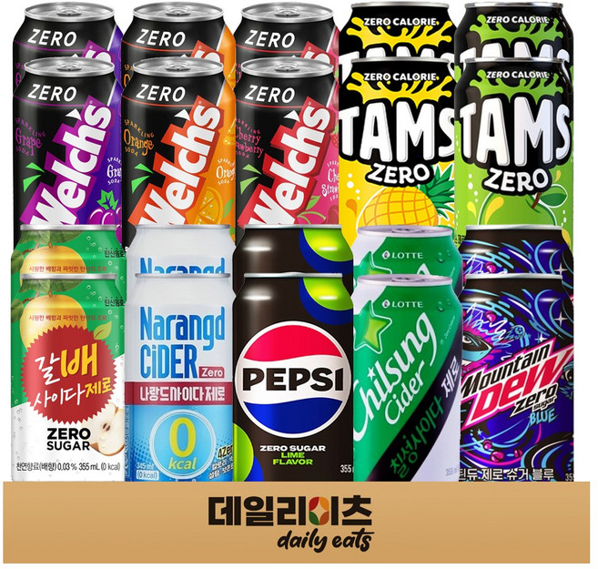 뚱캔 제로칼로리 탄산음료 10종 20개입, 1세트, 355ml