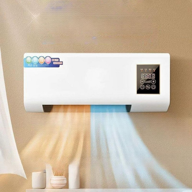 미니냉난방기 실외기없는 냉방기 미니 이동식 냉난방, 리모컨이 있는 회색 플러그인 벽걸이형 히터 110V 미