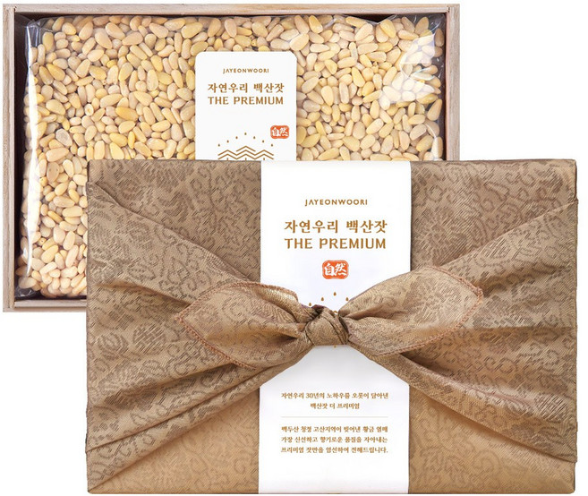 자연우리 백산잣 선물세트 요리용 잣 500g (보자기 포함), 1세트