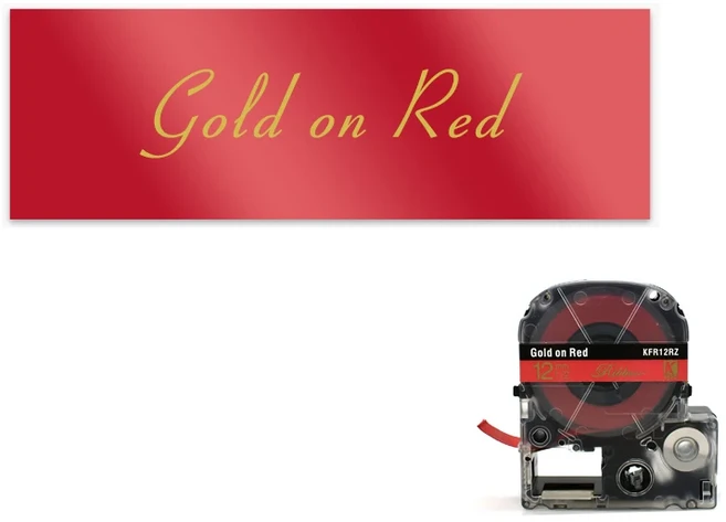 엡손 호환 LW-300 400 틴 리본 라벨 SFR12SK SFR12RZ 테이프 호환 12mm, 08 Gold on red, 1개