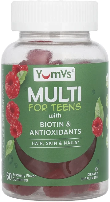 YumVs 청소년을 위한 종합비오틴 구미젤리 비오틴 및 항산화제 함유 라즈베리 맛 구미젤리 60개, YumVs청소년을위한종합비오틴구미젤리비오틴및항산화제함유 - 쿠팡