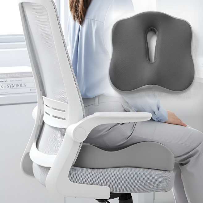 프리미엄 고밀도 메모리폼 편한 방석 도넛 임산부 치질 엉덩이 통풍, 그레이, 1개