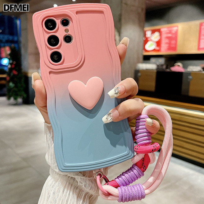 DFMEI 適用三星S25ultra手機殼a17愛心s26掛繩A57高級感S23fe液態A15a26