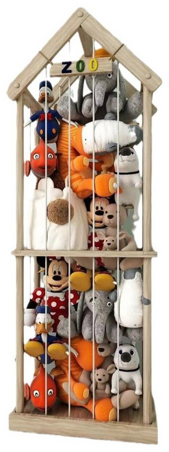 인형 정리함 원목 보관함 육아필수템 투명 인형정리함 메쉬 정리 아이방정리 봉 형 집모양, 트럼펫, 1개