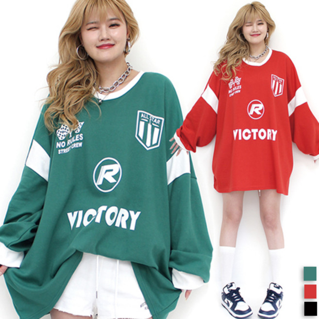 통통마녀 ] 올스타 박스맨투맨 3 컬러 / 120 kg까지 착용 / 오버사이즈 [ 기모 포함 판매 ]