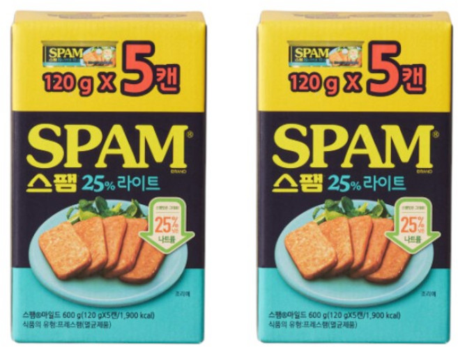 CJ 백설 통조림 햄 스팸 25%라이트 120g x 10개 나트륨은 낮게-밥반찬