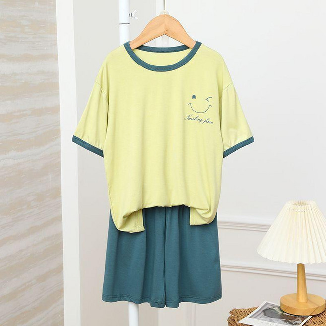 居服 莫代爾兒童家居服 兒童莫代爾家居服夏季薄款男女童套頭短袖短褲空調服寶寶睡衣套裝