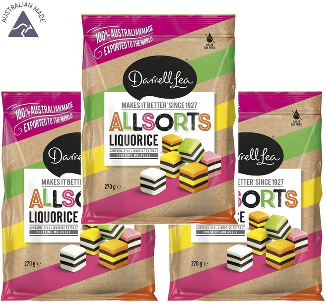 호주 울워스 감초 맛 사탕과자 올소트 270g Woolworths Liquorice Allsorts 270g x 3봉지, 3개