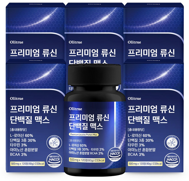 올리트루 프리미엄 류신 단백질 맥스, 6개, 120정