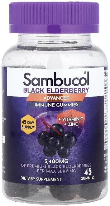 삼부콜 블랙 엘더베리 비타민C 아연 함유 Black Elderberry 구미젤리 45개, 45정 - 쿠팡