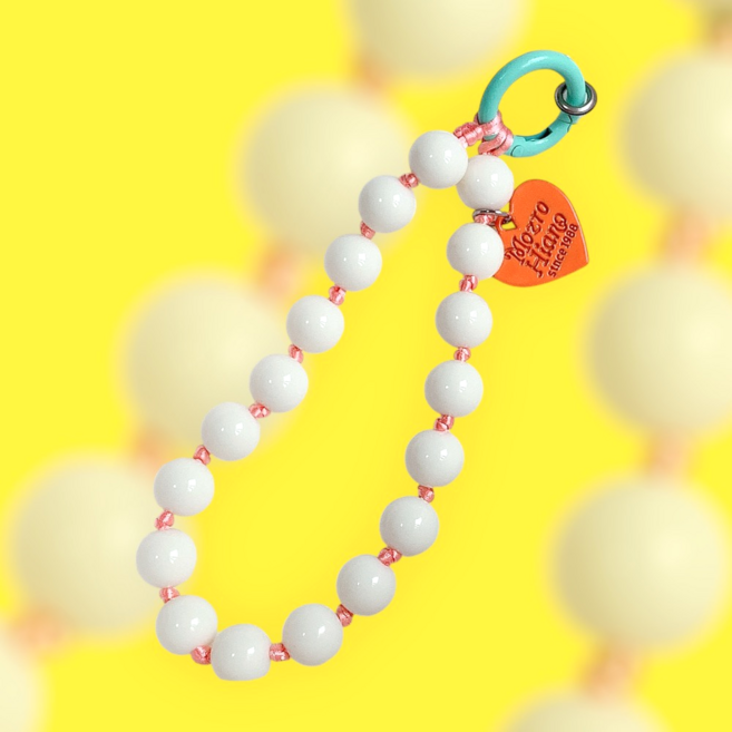 쿰너 캔디 비즈 핸드폰 스트랩 구슬형 키링, 1개, 11.화이트주황