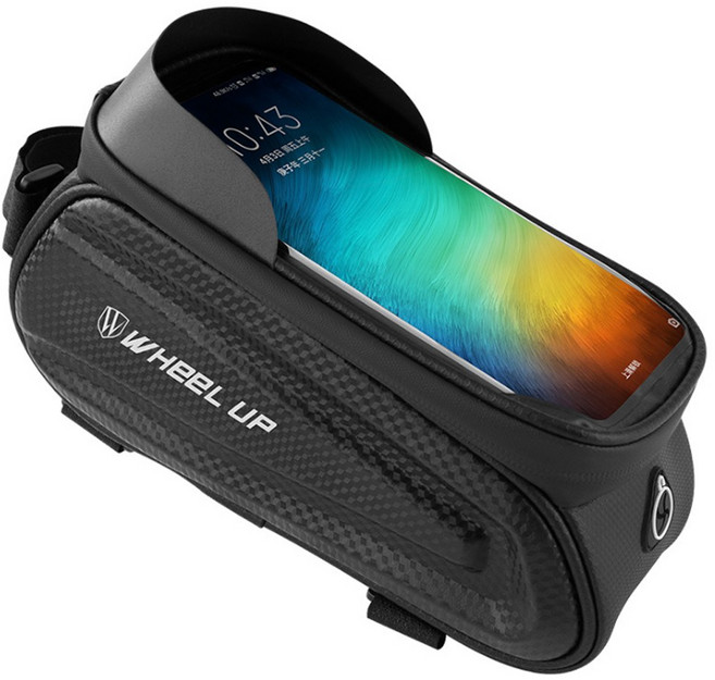 Wheelup 자전거프레임가방 자전거 핸드폰 휴대폰 가방 수납가방 탑튜브가방, 화이트컬러 로고, 1개