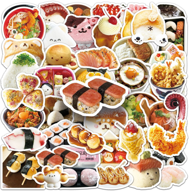 음식 스티커 세트 모음, 일본 음식B 50장, 1세트