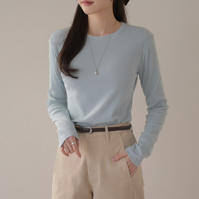 데일리앤 순수 여성 기본 잔골지 면 모달 스판 레이어드 긴팔 티셔츠 봄 가을