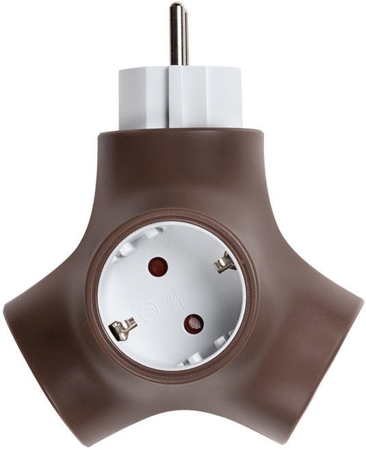 테트라포드 고용량 멀티탭 3구 브라운 안전 접지 에어컨 냉장고 건조기 세탁기 컬러 콘센트, 1개
