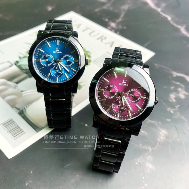 SIGMA 席葛瑪 經典三眼錶 情侶對錶 8807M-B6/B15 情人節禮物 新年禮物