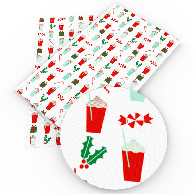 식품 주스 커피 비스킷 케이크 인쇄 합성 인조 가죽 시트 DIY 활 공예 선물 장식 비닐 20x33cm, 1068688, 1개