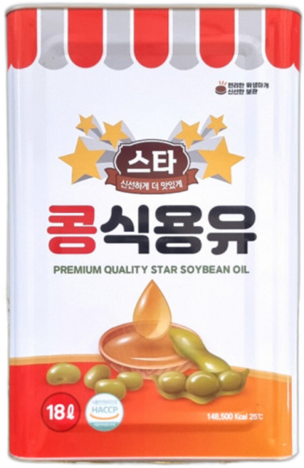 사조 해표 원유로 만든 스타 콩식용유 대두유 콩기름 업소용 14시 이전 주문 당일발송 / 강화포장, 1개, 18L