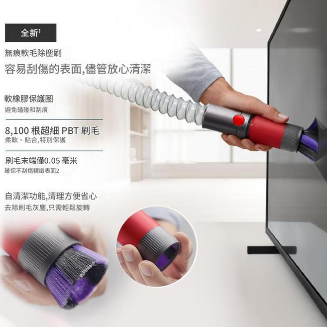 適用Dyson下吸塵器 無痕軟毛刷頭 V7 V8 V10 V11 V12 V15 SV18 slim系列專用副廠刷頭, 1個