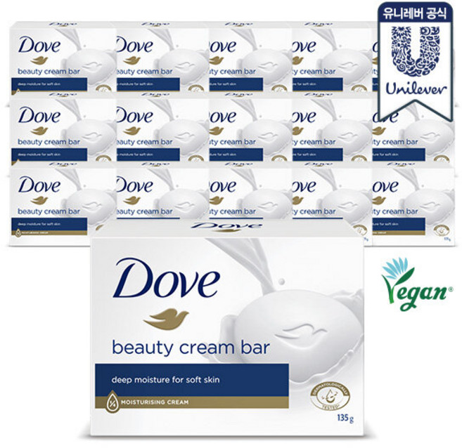 도브 비누 대용량 화이트바 135g 16개, 16개입
