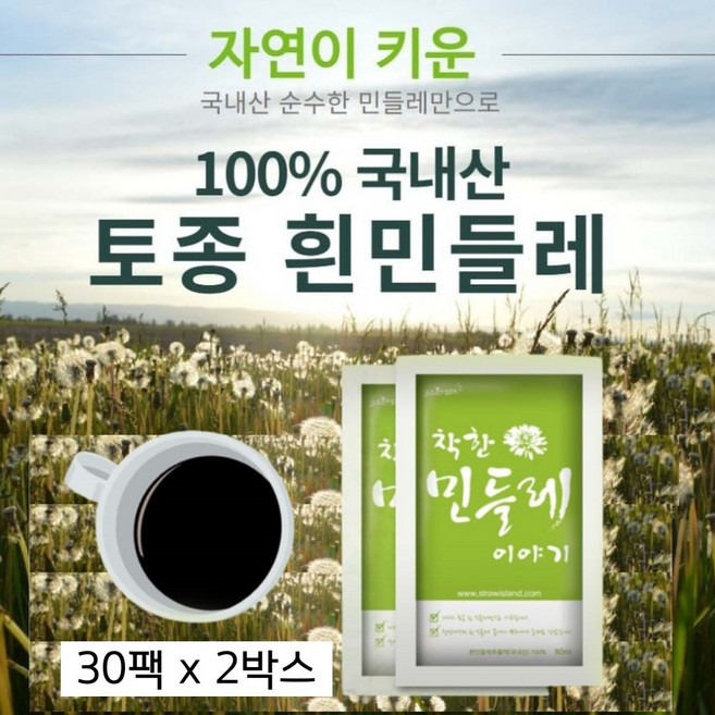 흰민들레즙 국내산 100% 토종 하얀 민들레 흰민들레 포공영 진액 엑기스 즙 차 효능 추천 국산, 2.4L, 2개