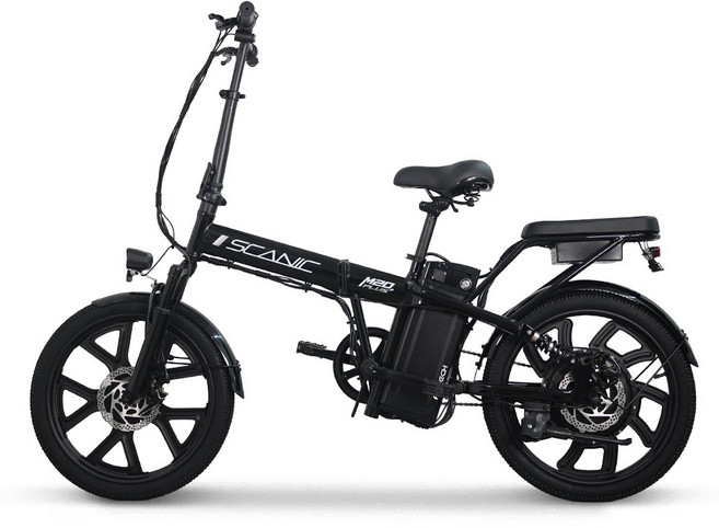 AU테크 스카닉 M20 PLUS 48V 접이식 미니벨로 출퇴근 전동 전기자전거, 블랙, 스틸