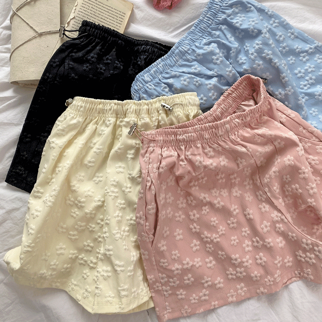 키키코 여름 엠보플라워밴딩숏팬츠