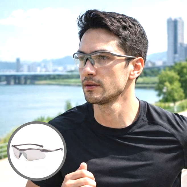 샤토모던 자외선 차단 선명한 스포츠 선글라스, 1세트, 그레이