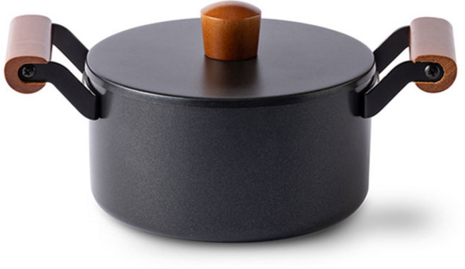 고급스러운 블랙 우드핸들 인덕션 호환 IH 스텐 양수냄비 18cm, 1개