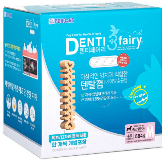 포켄스덴티페어리 반려동물 디스펜서 덴탈 껌 M, 7~11kg 중소형견M, 584g, 1개