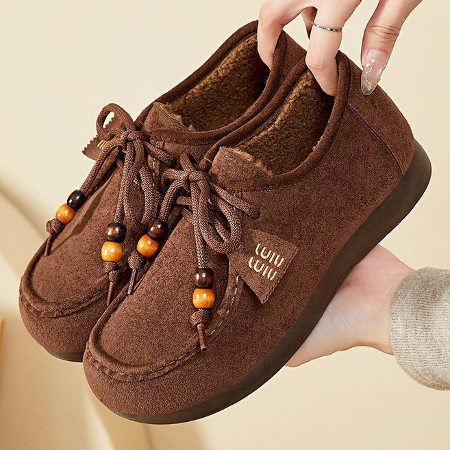 여성 겨울 방한화 두꺼운 밑창 털부츠 로퍼 미끄럼 방지의 패션 따뜻한 털 신발