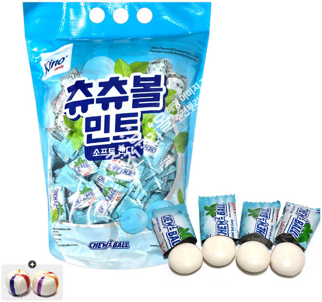 주전부리몰 츄츄볼 민트 캔디(800g) x 1봉+자색옥춘사탕 20g 세트, 1세트, 800g