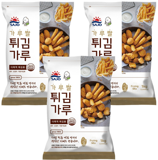 사조동아원 가루쌀 튀김가루, 1kg, 3개
