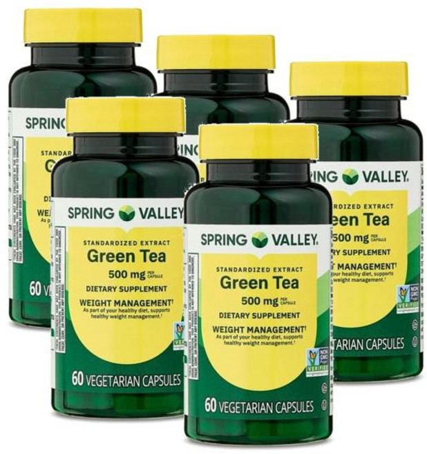 스프링밸리 녹차 추출물 500mg 캡슐 Spring Valley Green Tea Extract, 5개